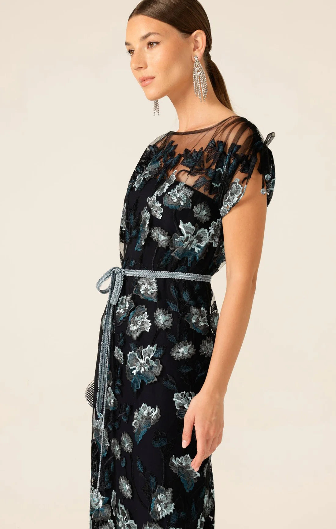 Sacha Drake - Love Potion Formal Maxi Dress - Midnight Teal Aqua Lace