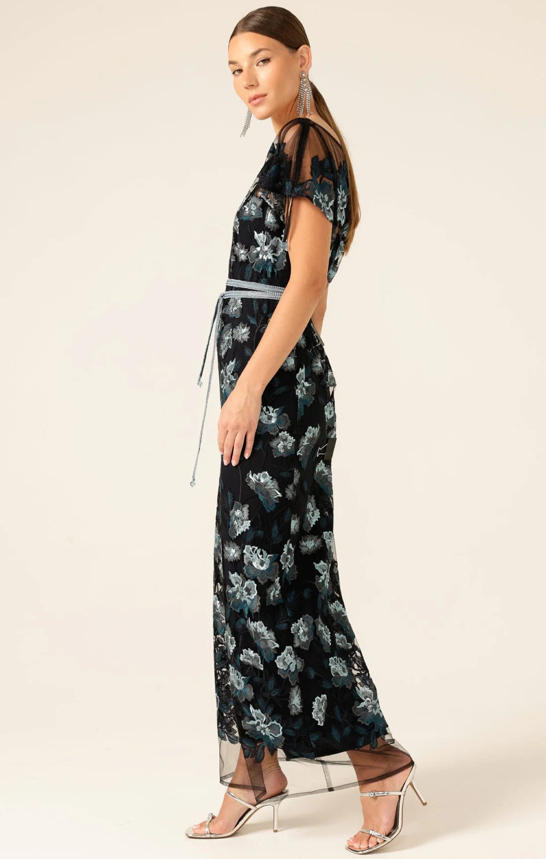 Sacha Drake - Love Potion Formal Maxi Dress - Midnight Teal Aqua Lace