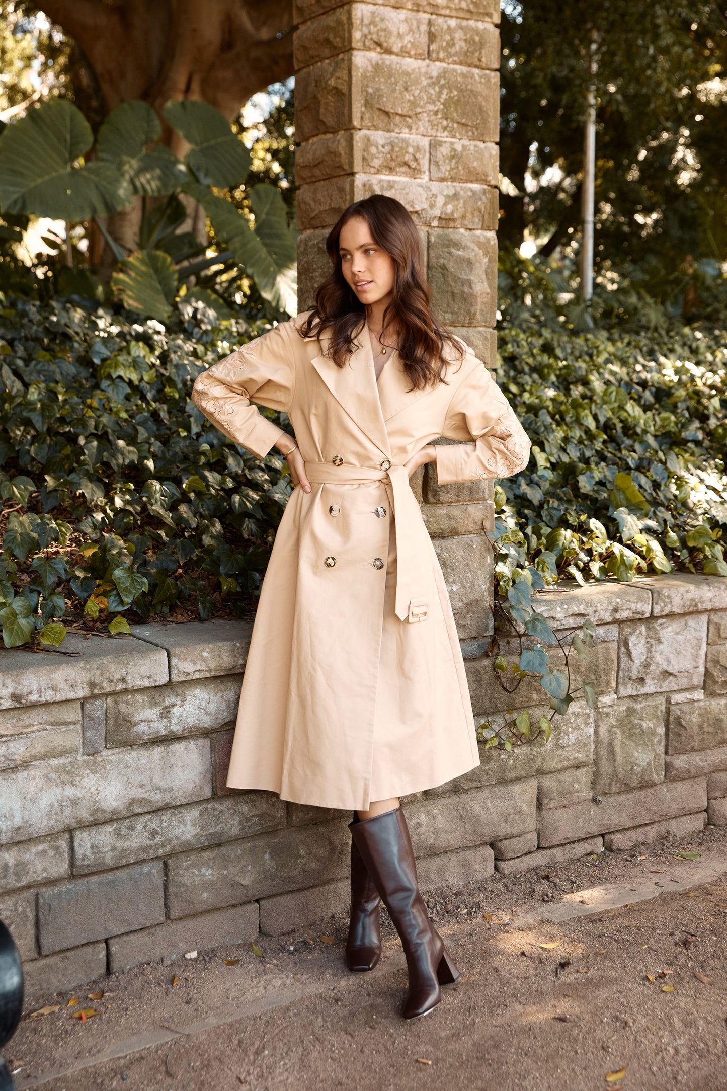 Louise Embroidery Trench - Beige