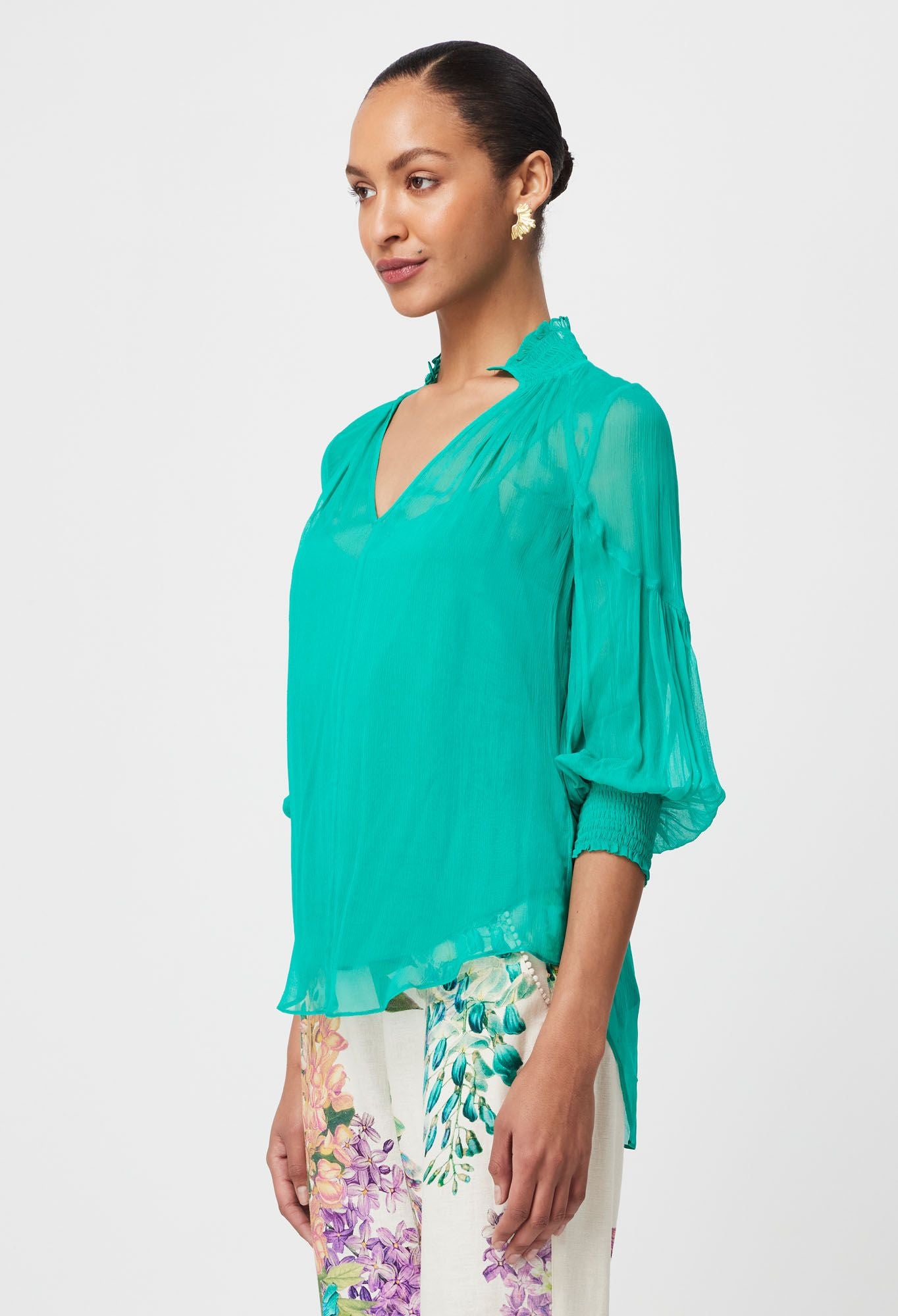 Once Was - Lane Viscose Chiffon Blouse - Bay Green