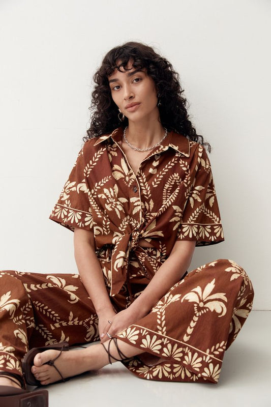 Mos the Label - Deia Print Tie Front Shirt - Deia Print