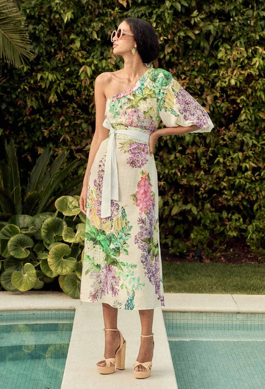 Once Was - Bahia Linen Viscose Dress - Wisteria Alba