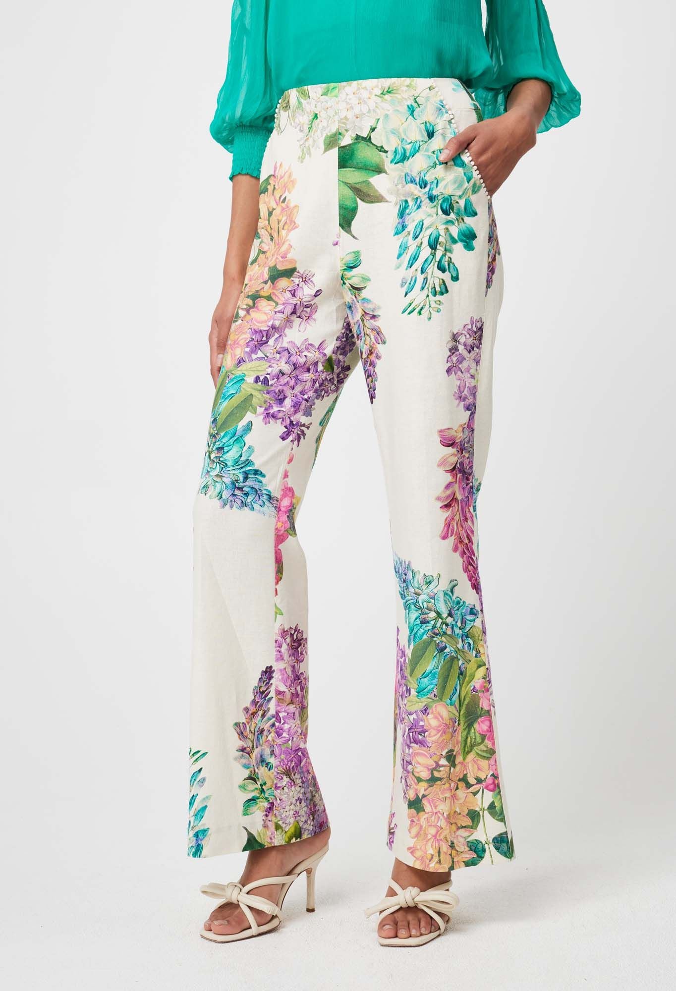 Once Was - Bahia Stretch Linen Rayon Pant - Wisteria Alba